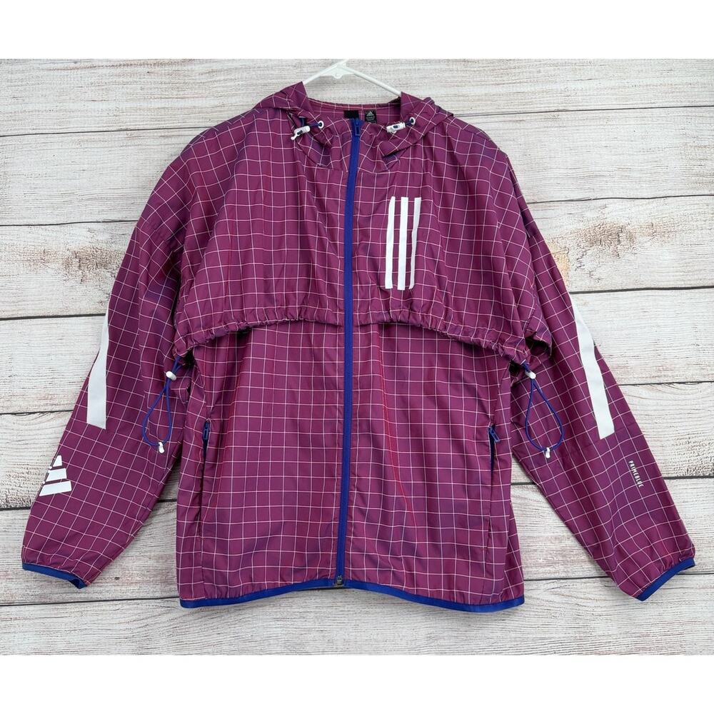 Adidas WND Full Zip Vented Windbreaker Jacket Womens Small Purple White